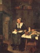 BREKELENKAM, Quiringh van A Woman Asleep by a Fire oil on canvas